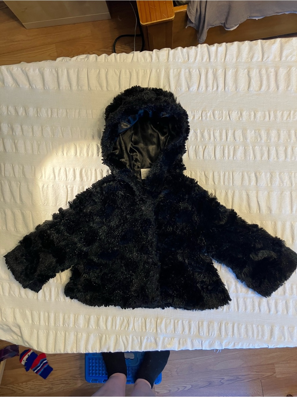 Koala Kids Black Faux Fur Hooded Puffer Jacket